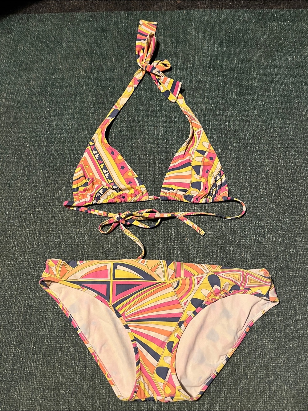 Iconic Authentic Emilio Pucci Geometric Print Low Rise Bikini 42 w/alterations